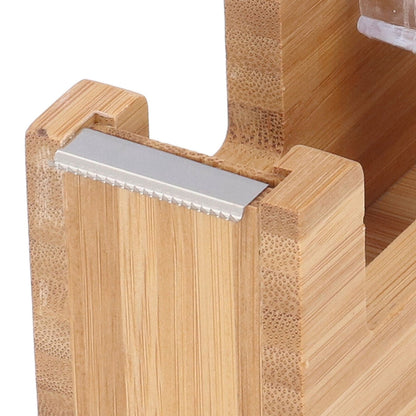 Desktop Tape Dispenser Bamboo Wood Tape Cutter Holder Adhesive Roll Base Stationery Tool V1294-YM0523-3117210255811