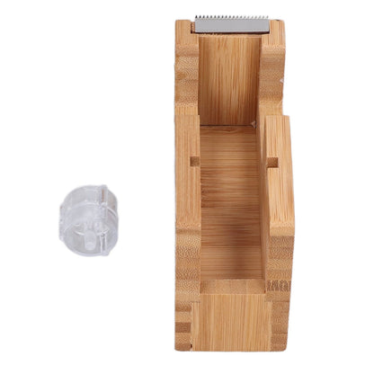 Desktop Tape Dispenser Bamboo Wood Tape Cutter Holder Adhesive Roll Base Stationery Tool V1294-YM0523-3117210255811