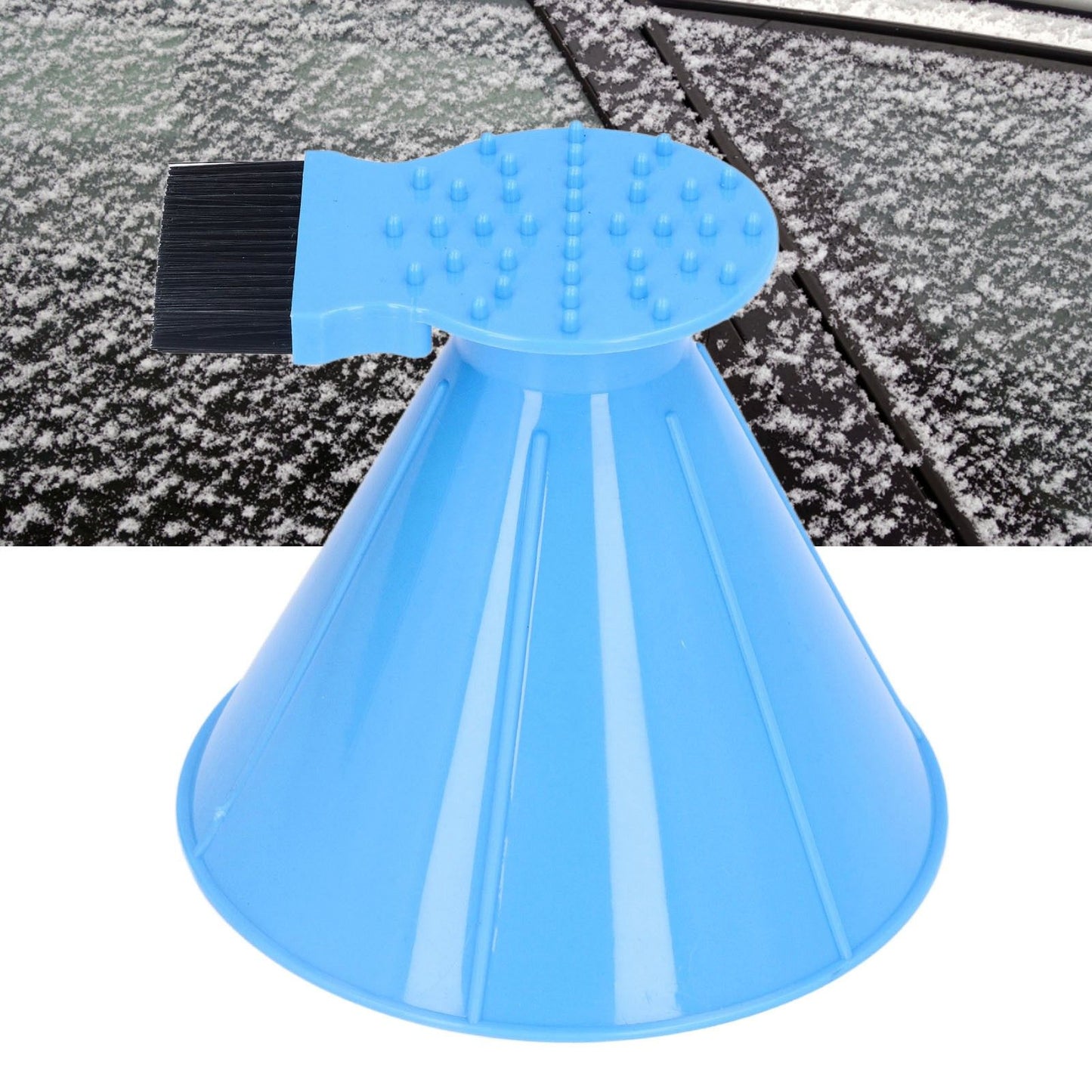 Ice Scraper Plastic Cone Multi Functional Funnel Snow Remover with Brush for Car Windshield V1294-YM0523-3117220000711