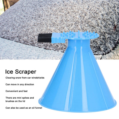 Ice Scraper Plastic Cone Multi Functional Funnel Snow Remover with Brush for Car Windshield V1294-YM0523-3117220000711
