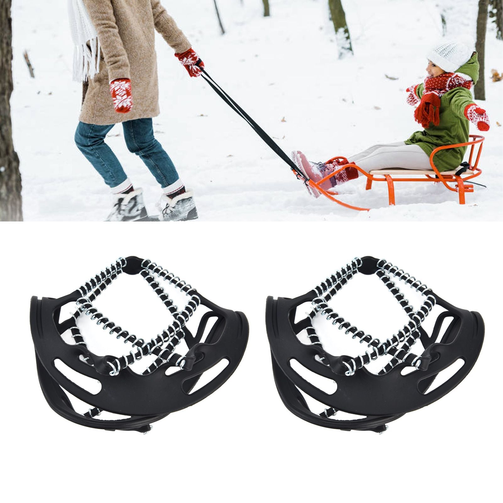 2Pcs Walk Traction Cleats Prevent Slipping High Tension Spring Crampons for Hiking Jogging Hunting V1294-YM0523-3117220000911