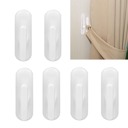8Pcs Wall Self Adhesive Curtain Hooks White Reusable Plastic Curtain Buckles with Wall Hook for Apartment V1294-YM0523-3117220001011