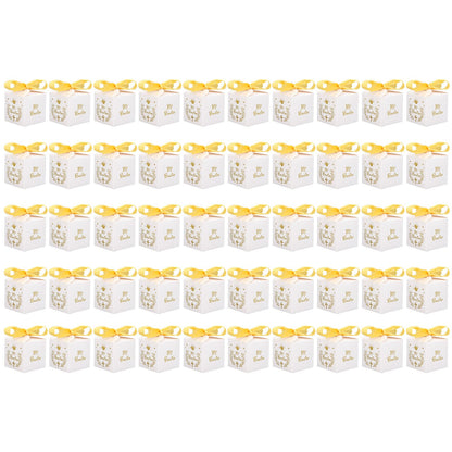 50pcs Party Favor Boxes Paper Material Mi Bautizo Pattern Equipped Gold Ribbon White Wedding Gift Boxes for V1294-YM0523-3117220001811