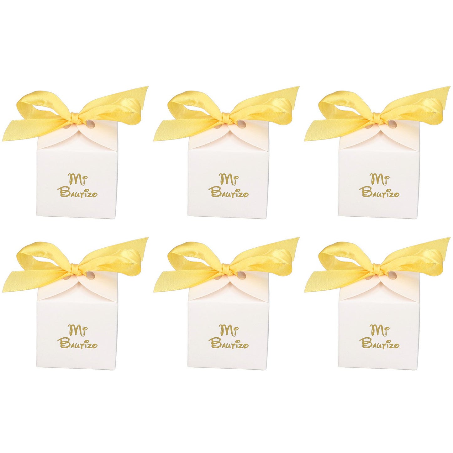 50pcs Party Favor Boxes Paper Material Mi Bautizo Pattern Equipped Gold Ribbon White Wedding Gift Boxes for V1294-YM0523-3117220001811