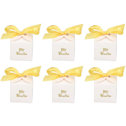 50pcs Party Favor Boxes Paper Material Mi Bautizo Pattern Equipped Gold Ribbon White Wedding Gift Boxes for V1294-YM0523-3117220001811
