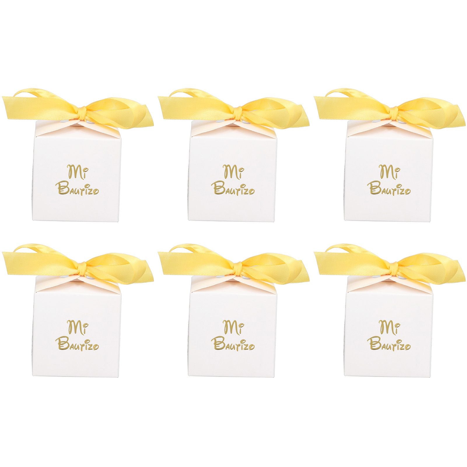 50pcs Party Favor Boxes Paper Material Mi Bautizo Pattern Equipped Gold Ribbon White Wedding Gift Boxes for V1294-YM0523-3117220001811