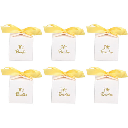 50pcs Party Favor Boxes Paper Material Mi Bautizo Pattern Equipped Gold Ribbon White Wedding Gift Boxes for V1294-YM0523-3117220001811