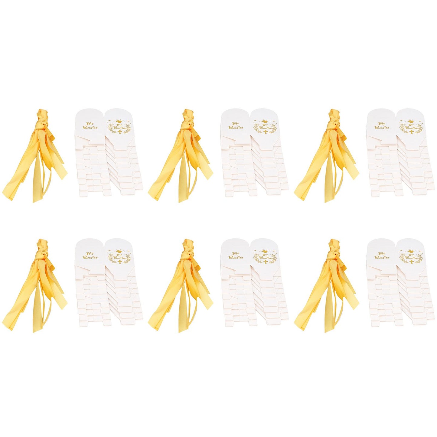 50pcs Party Favor Boxes Paper Material Mi Bautizo Pattern Equipped Gold Ribbon White Wedding Gift Boxes for V1294-YM0523-3117220001811