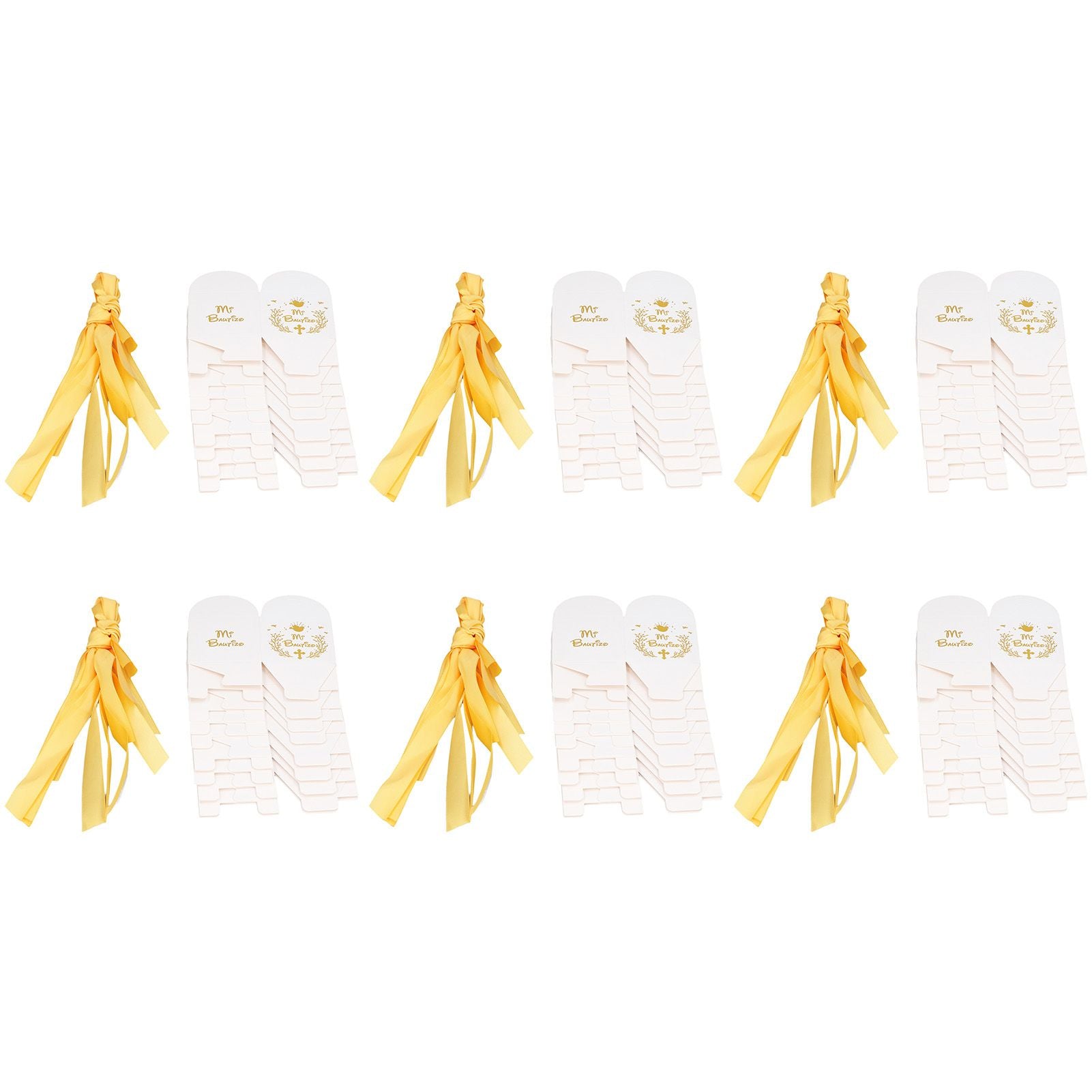 50pcs Party Favor Boxes Paper Material Mi Bautizo Pattern Equipped Gold Ribbon White Wedding Gift Boxes for V1294-YM0523-3117220001811