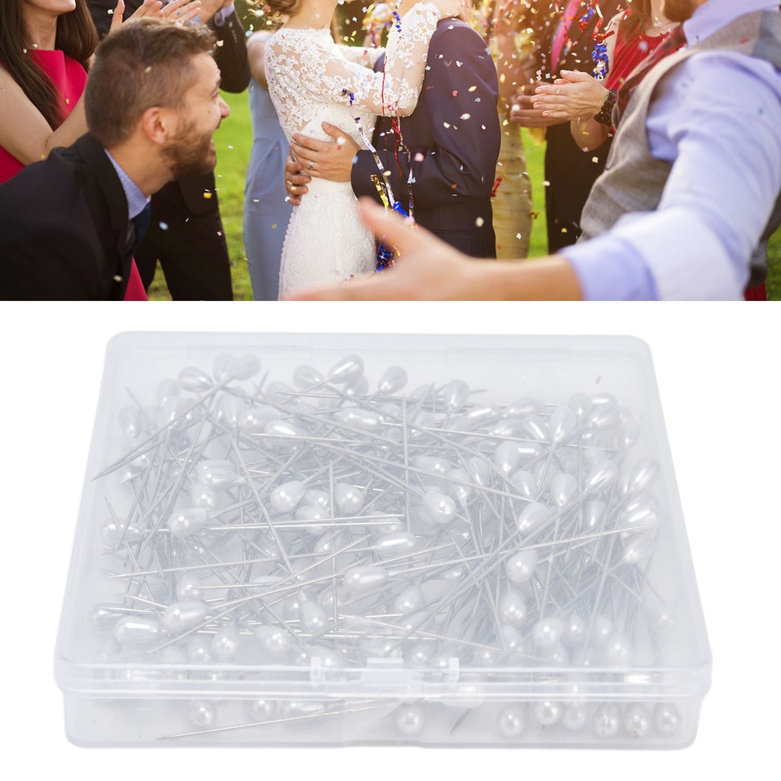 200pcs Teardrop Pearl Head Pins Pearlized Ball Head Pins for Sewing Craft Wedding Decorations V1294-YM0523-3117220002711