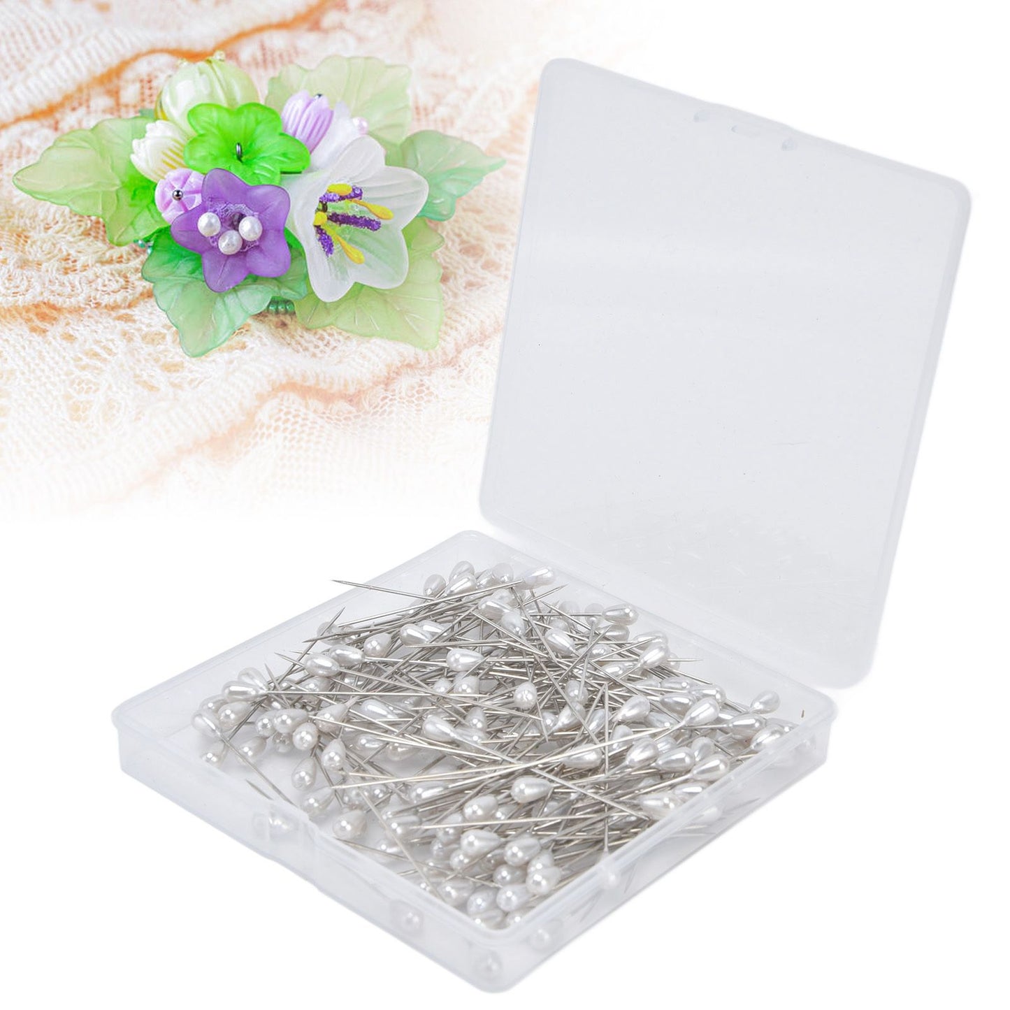 200pcs Teardrop Pearl Head Pins Pearlized Ball Head Pins for Sewing Craft Wedding Decorations V1294-YM0523-3117220002711