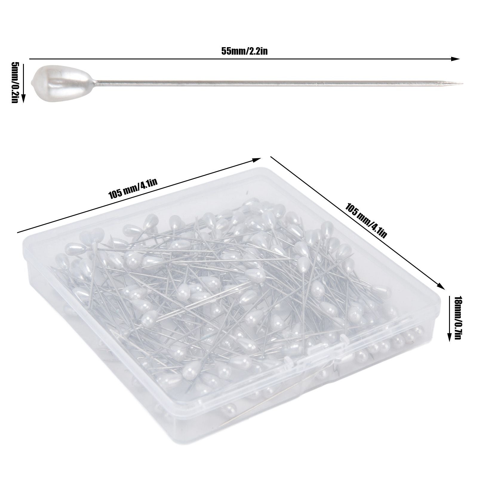 200pcs Teardrop Pearl Head Pins Pearlized Ball Head Pins for Sewing Craft Wedding Decorations V1294-YM0523-3117220002711