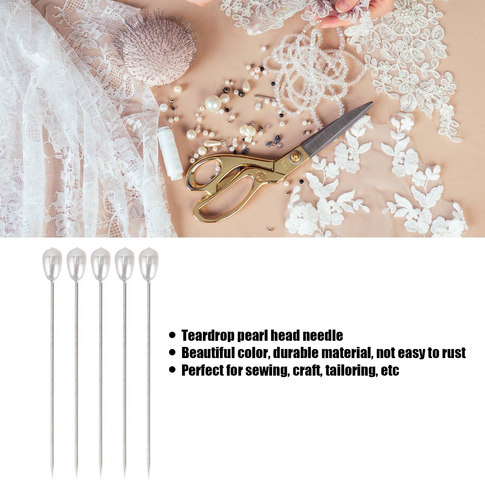 200pcs Teardrop Pearl Head Pins Pearlized Ball Head Pins for Sewing Craft Wedding Decorations V1294-YM0523-3117220002711