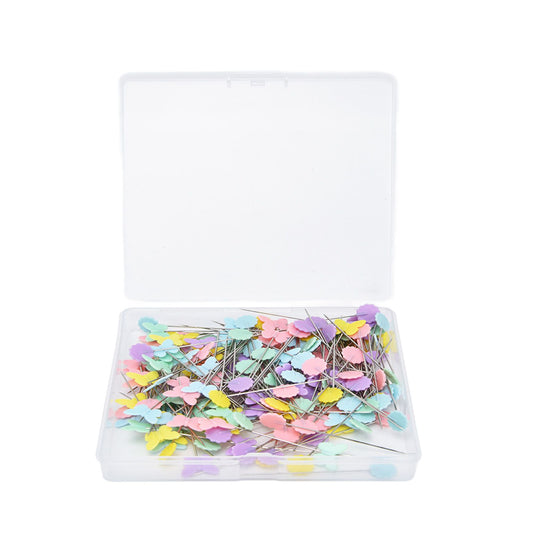 200Pcs Flower Button Head Pins Cute Flower Butterflies Colorful DIY Decorative Positioning Pin for Sewing V1294-YM0523-3117220002811