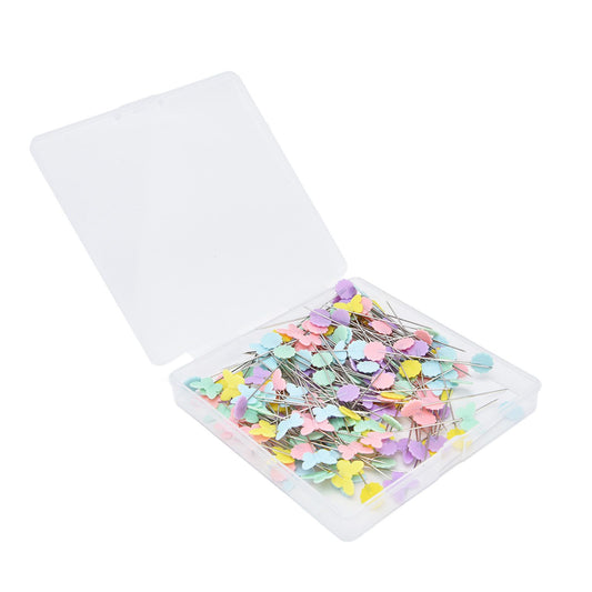 200Pcs Flower Button Head Pins Cute Flower Butterflies Colorful DIY Decorative Positioning Pin for Sewing V1294-YM0523-3117220002811