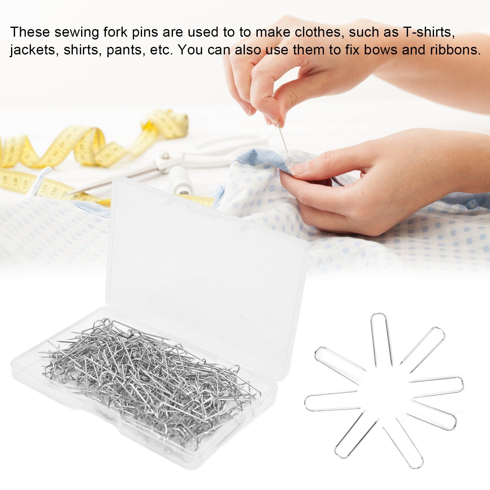 200Pcs Fork Pins U Shaped Stainless Steel Sturdy Durable Wide Application Sewing U Pins23mm 200Pcs/Box V1294-YM0523-3117220003012