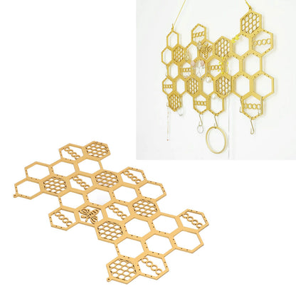 Ear Stud Display Rack Poplar Material Golden Beehive Type Space Saving Durable Earring Jewelry Storage Rack V1294-YM0523-3117220003911