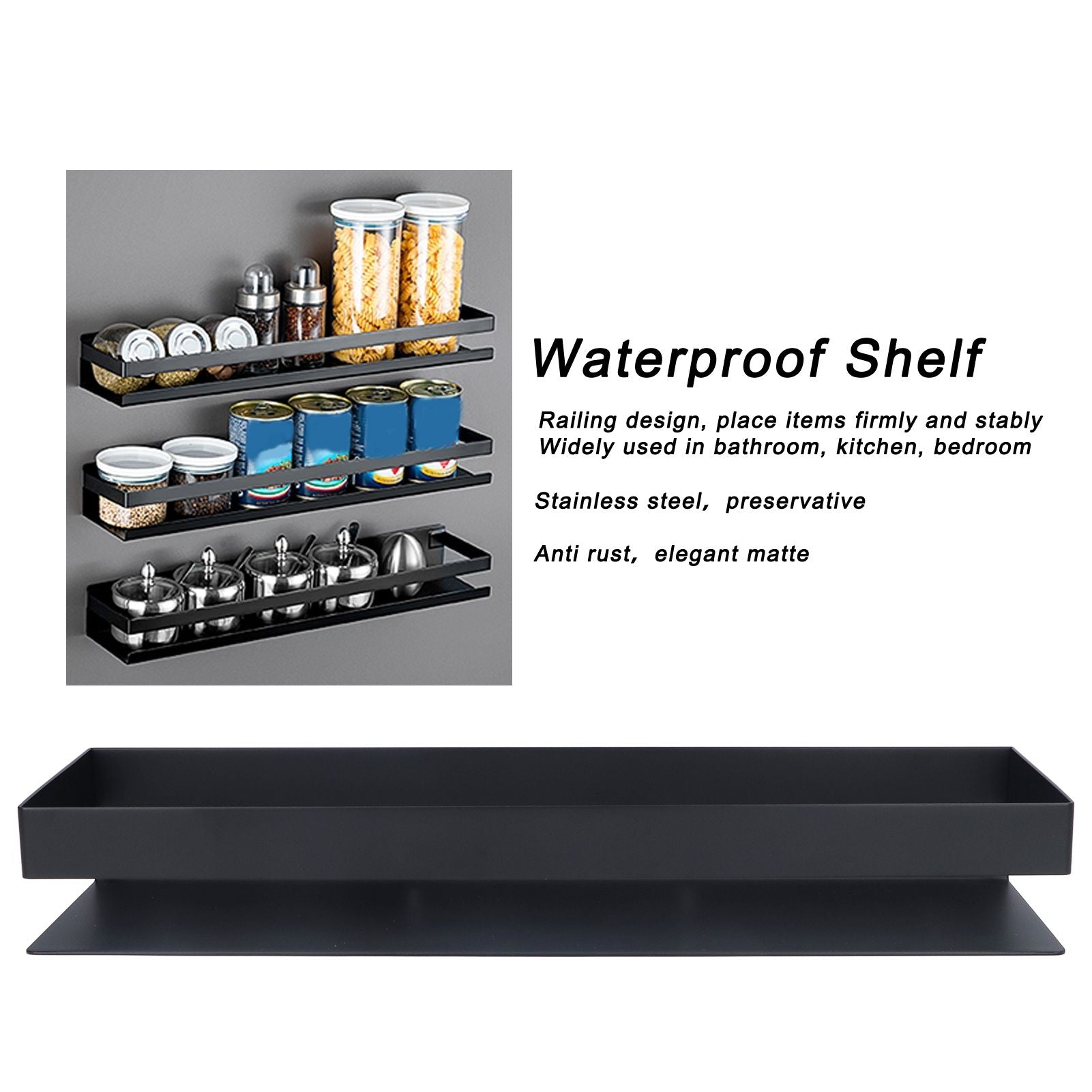40cm Bathroom Wall Shelf Modern Simple Preservative Stainless Steel Waterproof Shelf for Kitchen Bedroom V1294-YM0523-3117220004911