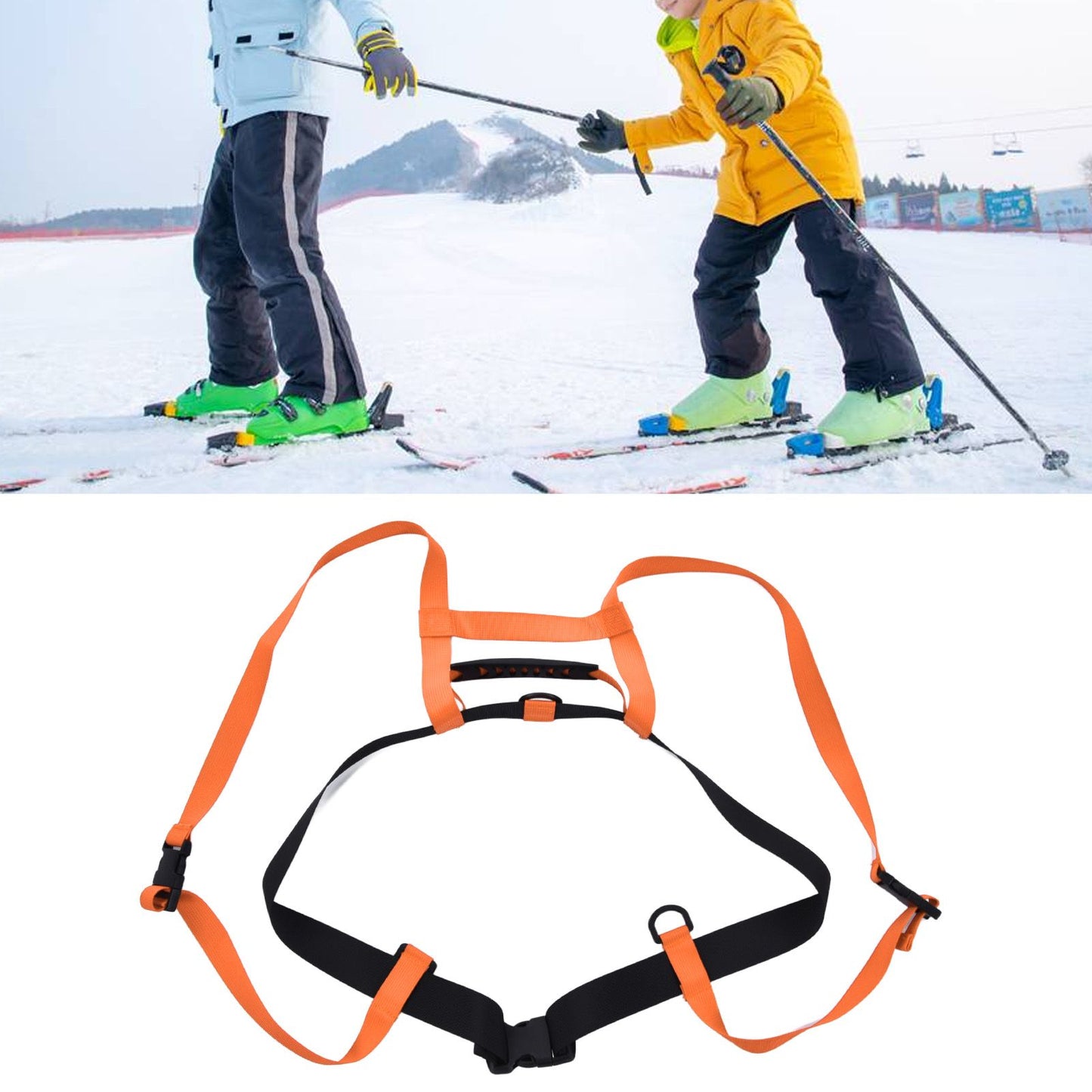 Kids Skiing Harness Adjustable Safe Drop Protection Snowboard Training Harness with Traction LeashOrange V1294-YM0523-3117220005013