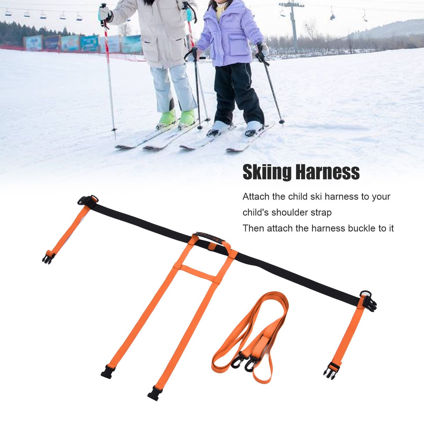 Kids Skiing Harness Adjustable Safe Drop Protection Snowboard Training Harness with Traction LeashOrange V1294-YM0523-3117220005013