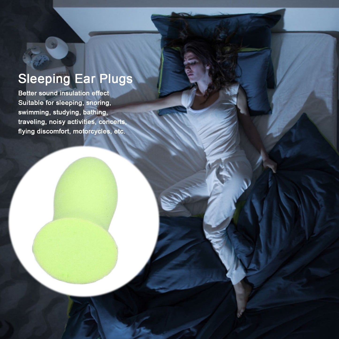 10Pcs Sleeping Ear Plugs Soft Comfortable Safe Sponge Excellent Sound Insulation High Elasticity Swimming Ear V1294-YM0523-3117220005311