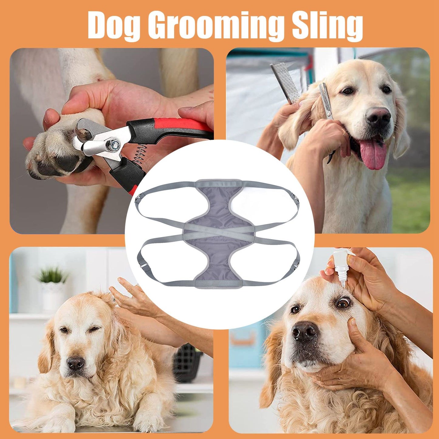 Pet Grooming Hammock Breathable Soft M Size Hammock Restraint Bag for Dogs Cats Nail Clipper Bathing Teeth V1294-YM0523-3117220006412