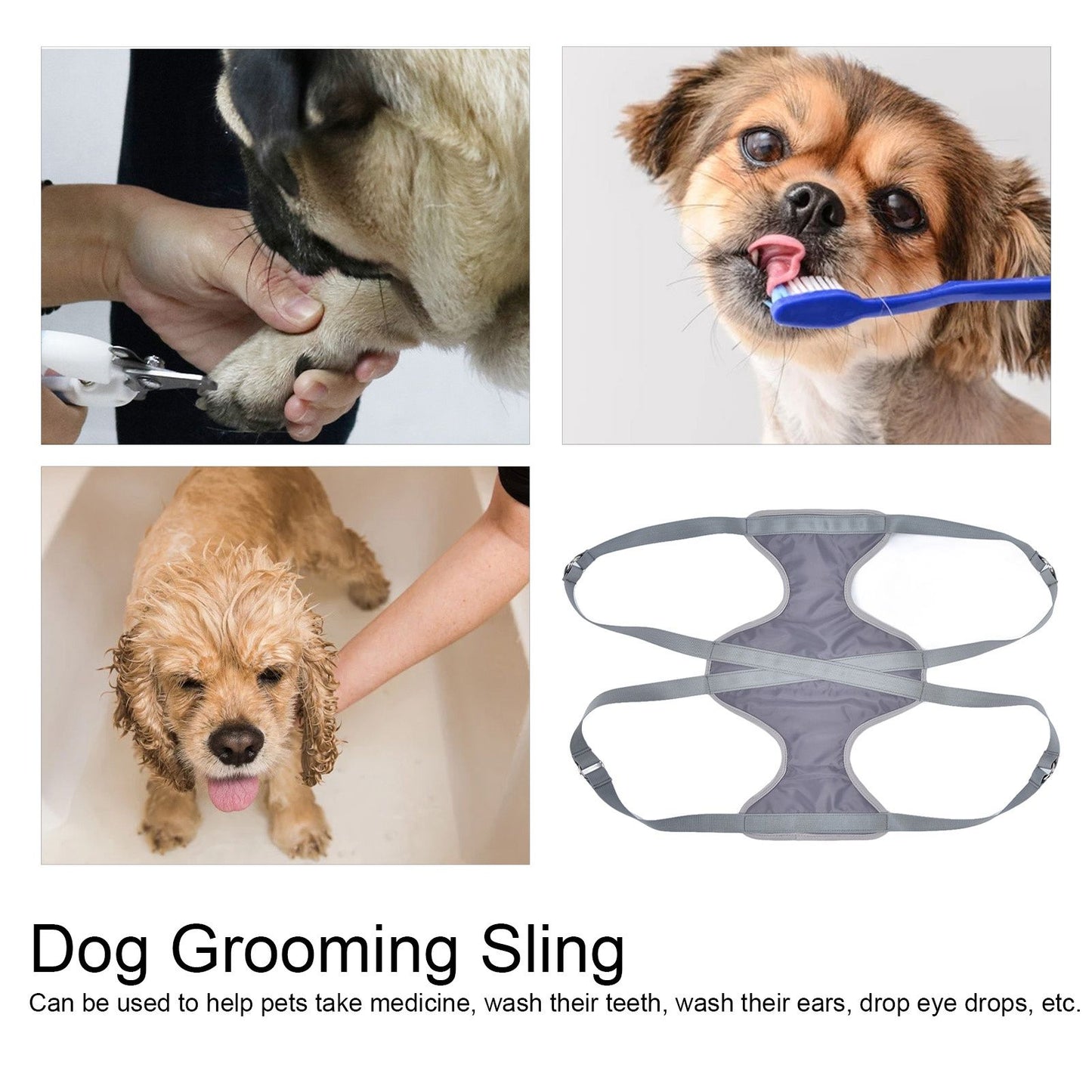 Pet Grooming Hammock Breathable Soft M Size Hammock Restraint Bag for Dogs Cats Nail Clipper Bathing Teeth V1294-YM0523-3117220006412