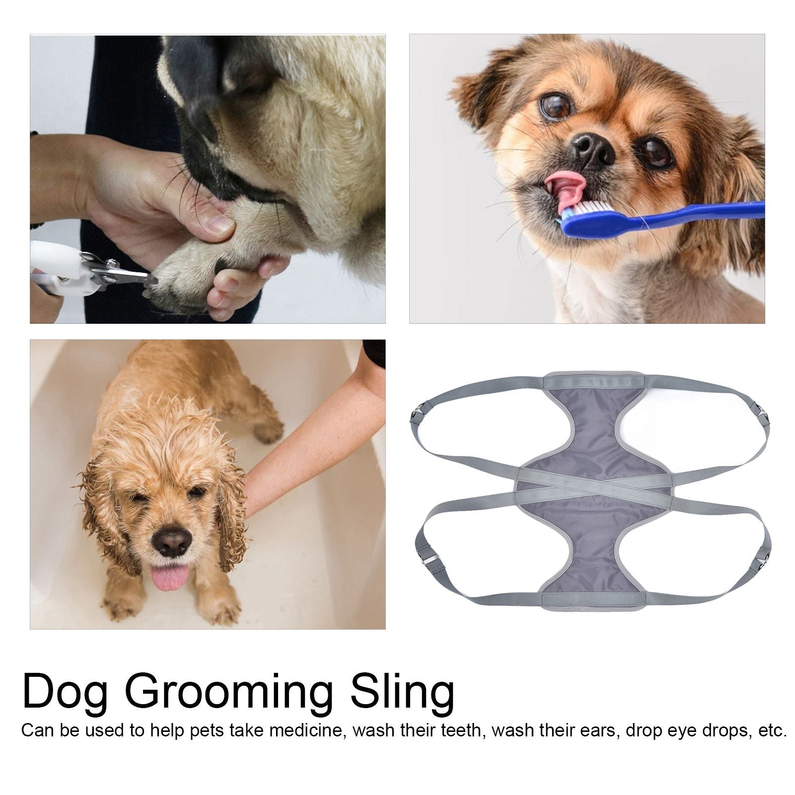 Pet Grooming Hammock Breathable Soft M Size Hammock Restraint Bag for Dogs Cats Nail Clipper Bathing Teeth V1294-YM0523-3117220006412