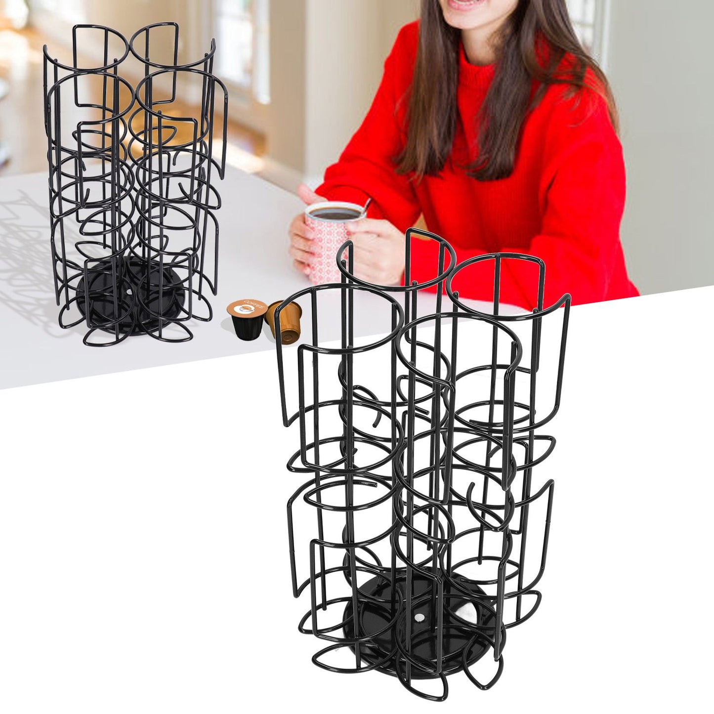Coffee Capsule Storage Rack 360 Degree Rotating Coffee Capsule Rack for Home Office Kitchen V1294-YM0523-3117220007211