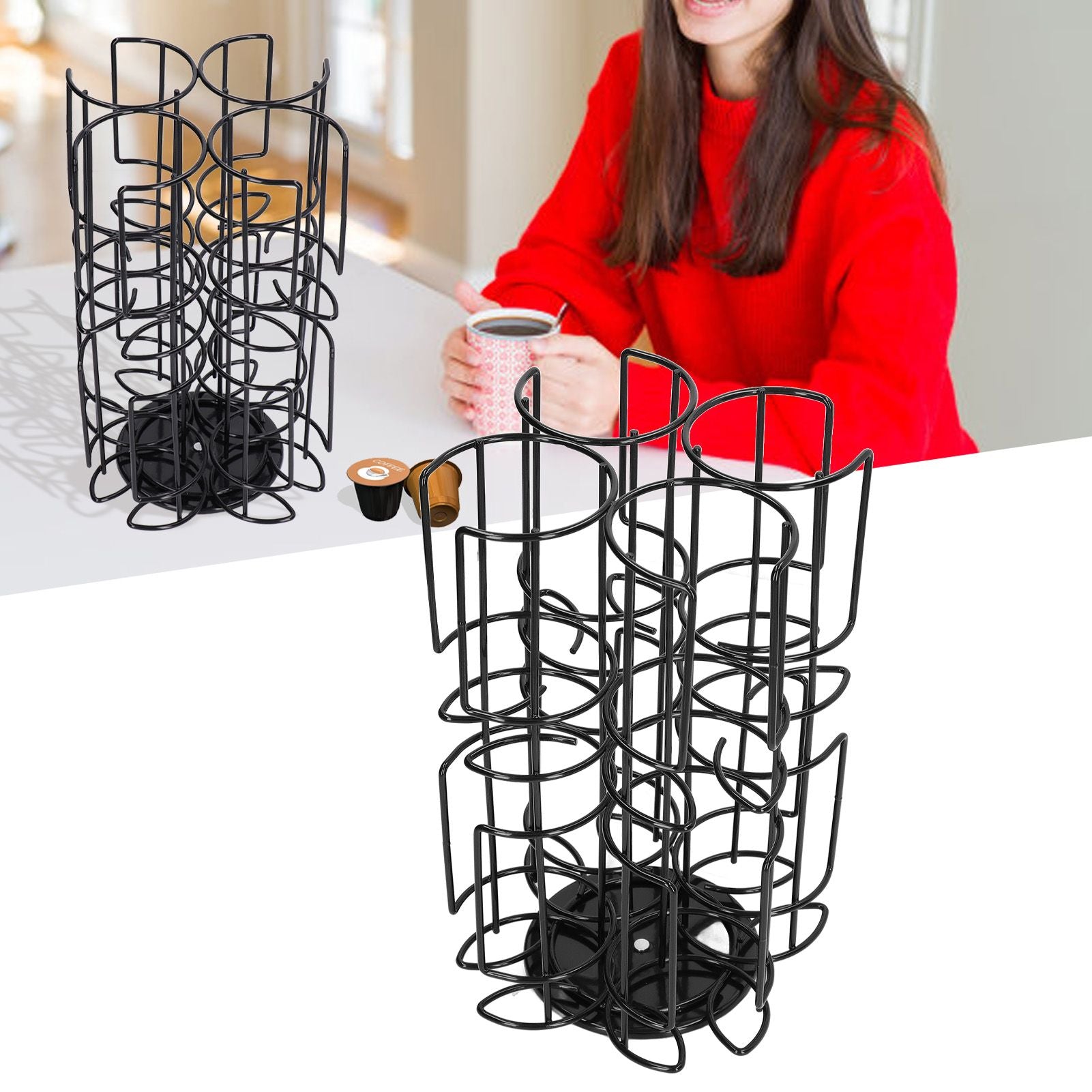 Coffee Capsule Storage Rack 360 Degree Rotating Coffee Capsule Rack for Home Office Kitchen V1294-YM0523-3117220007211