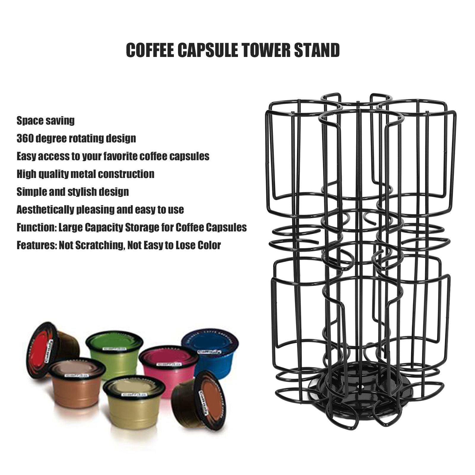 Coffee Capsule Storage Rack 360 Degree Rotating Coffee Capsule Rack for Home Office Kitchen V1294-YM0523-3117220007211