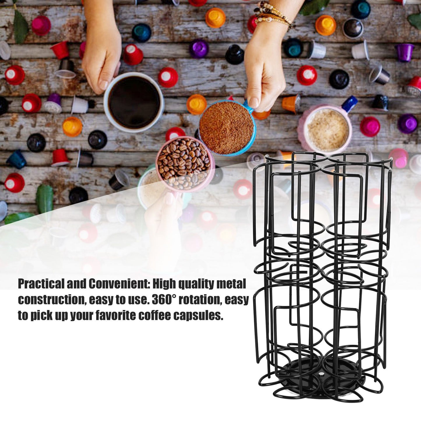 Coffee Capsule Storage Rack 360 Degree Rotating Coffee Capsule Rack for Home Office Kitchen V1294-YM0523-3117220007211