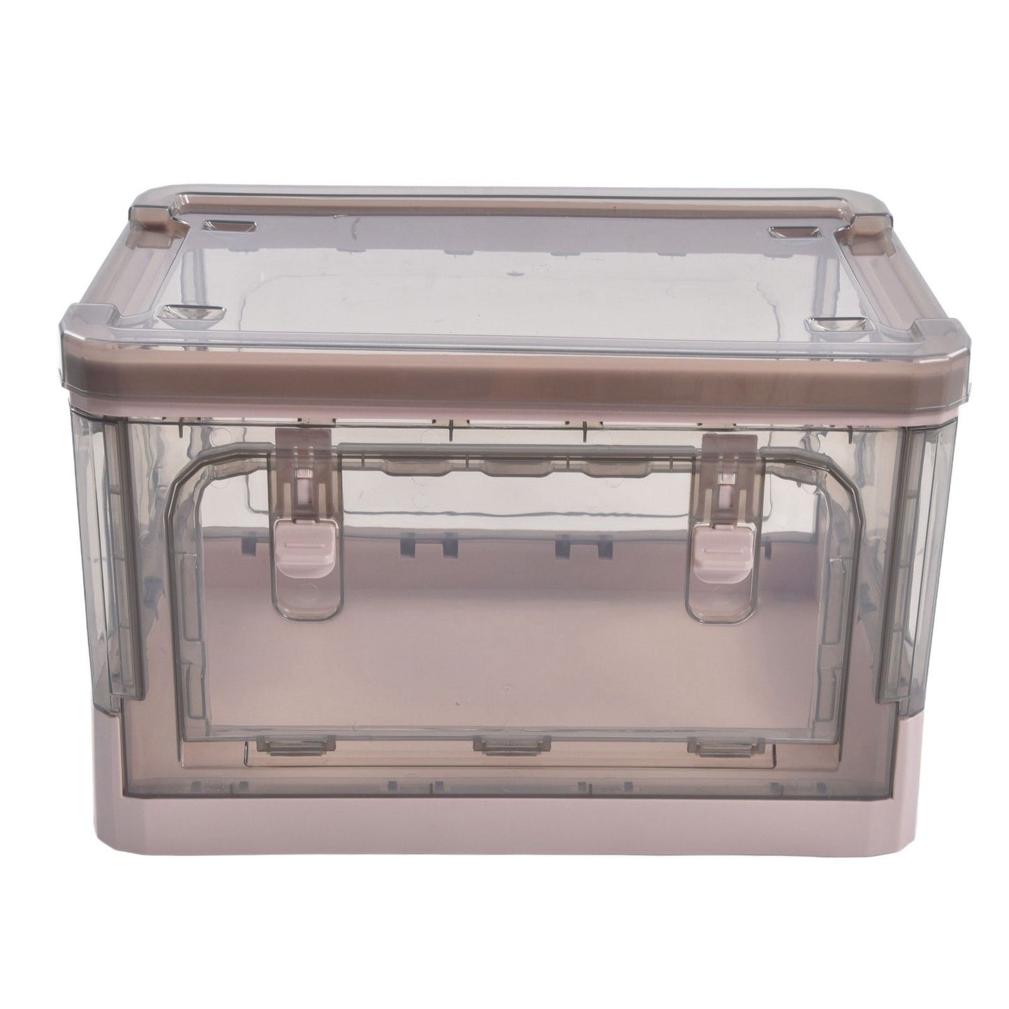 Stackable Storage Bin 35L Pink Double Door 4 Wheel Foldable Stackable Storage Box for Office Home Bedroom V1294-YM0523-3117220007811