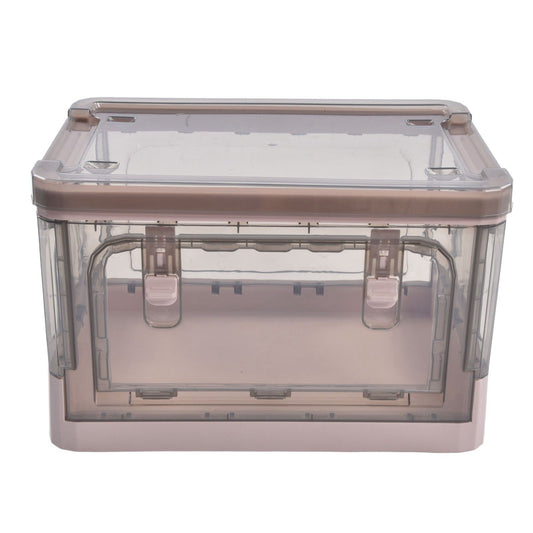 Stackable Storage Bin 35L Pink Double Door 4 Wheel Foldable Stackable Storage Box for Office Home Bedroom V1294-YM0523-3117220007811