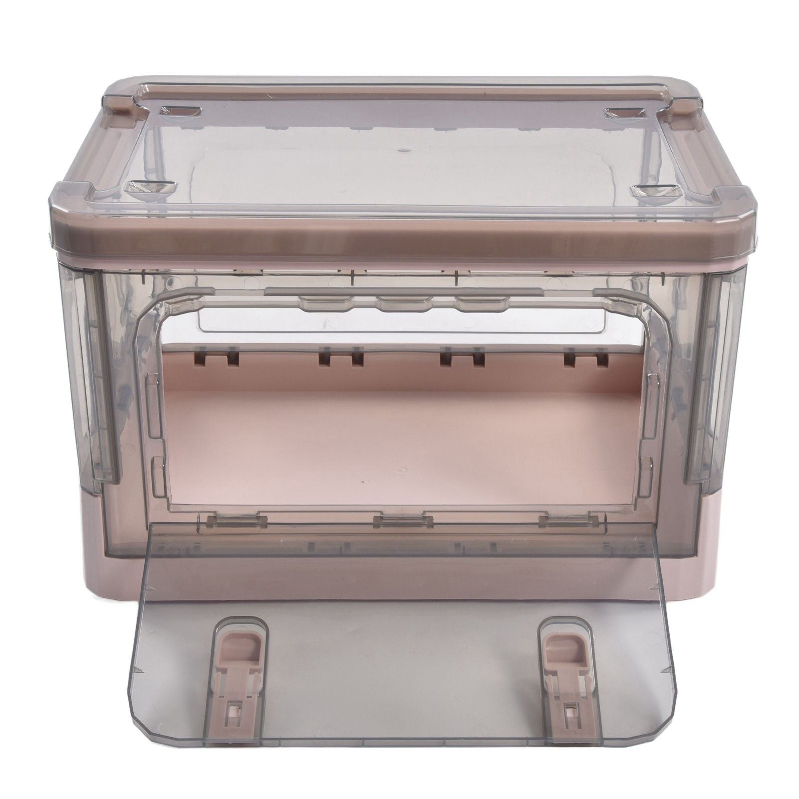 Stackable Storage Bin 35L Pink Double Door 4 Wheel Foldable Stackable Storage Box for Office Home Bedroom V1294-YM0523-3117220007811