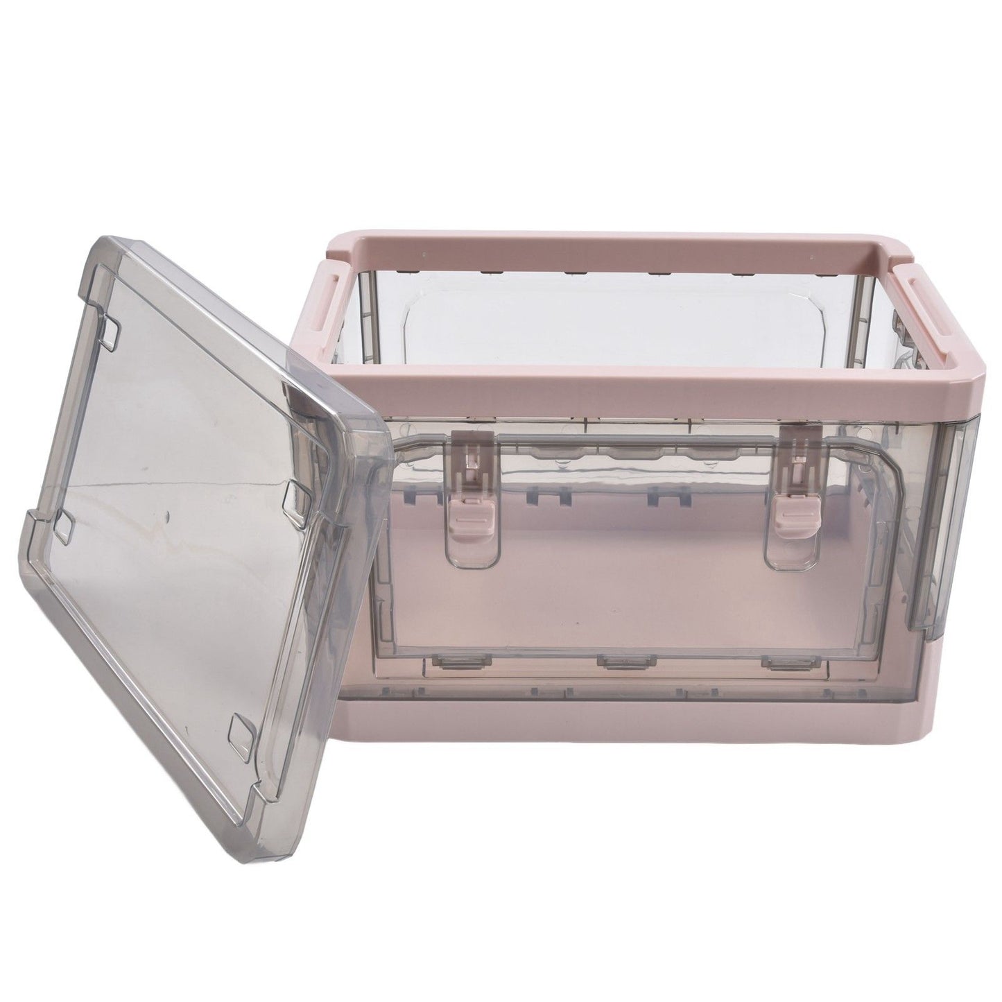 Stackable Storage Bin 35L Pink Double Door 4 Wheel Foldable Stackable Storage Box for Office Home Bedroom V1294-YM0523-3117220007811