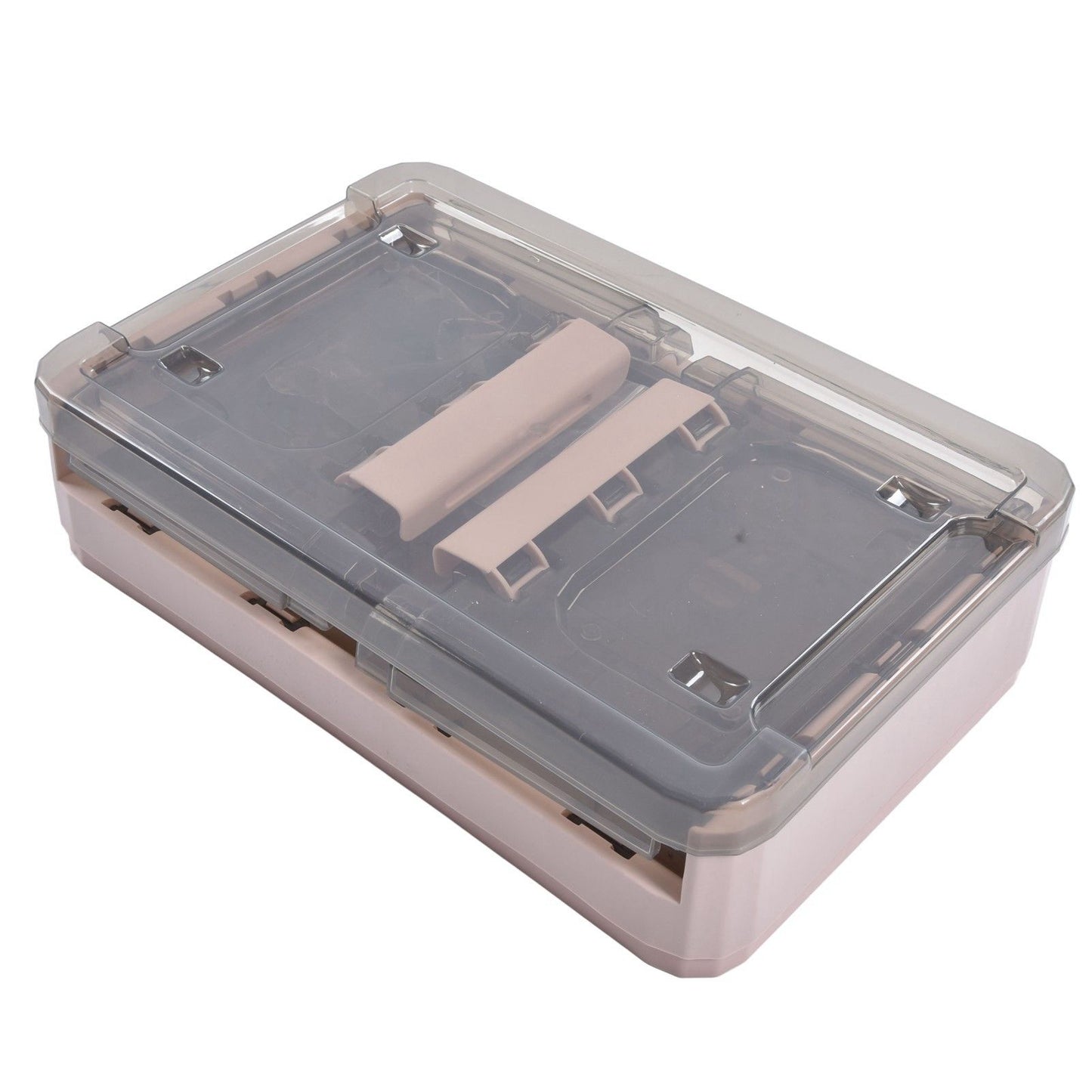 Stackable Storage Bin 35L Pink Double Door 4 Wheel Foldable Stackable Storage Box for Office Home Bedroom V1294-YM0523-3117220007811