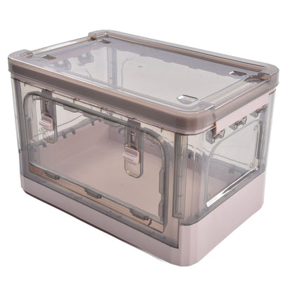 Stackable Storage Bin 35L Pink Double Door 4 Wheel Foldable Stackable Storage Box for Office Home Bedroom V1294-YM0523-3117220007811