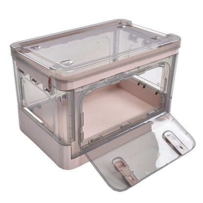 Stackable Storage Bin 35L Pink Double Door 4 Wheel Foldable Stackable Storage Box for Office Home Bedroom V1294-YM0523-3117220007811