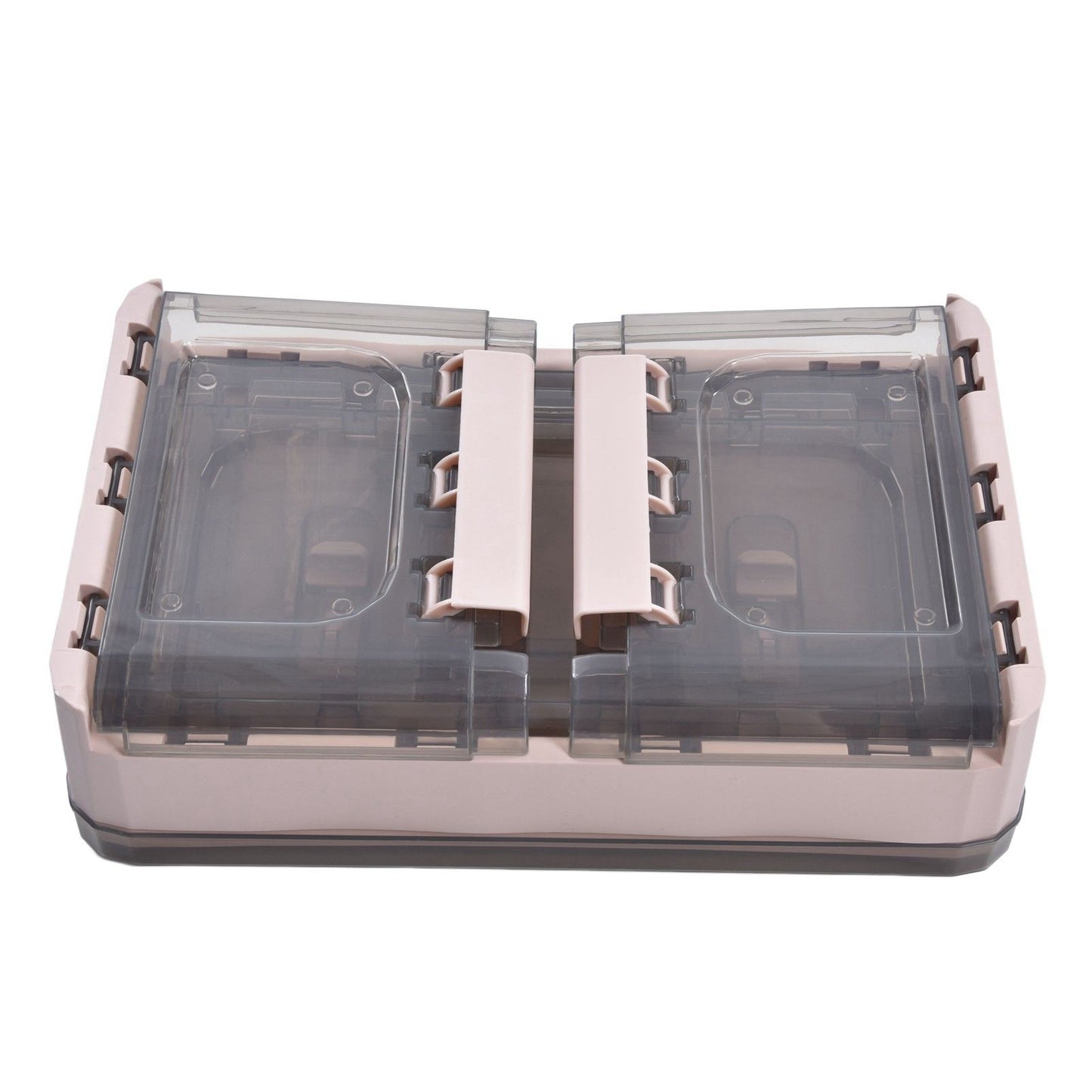 Stackable Storage Bin 35L Pink Double Door 4 Wheel Foldable Stackable Storage Box for Office Home Bedroom V1294-YM0523-3117220007811