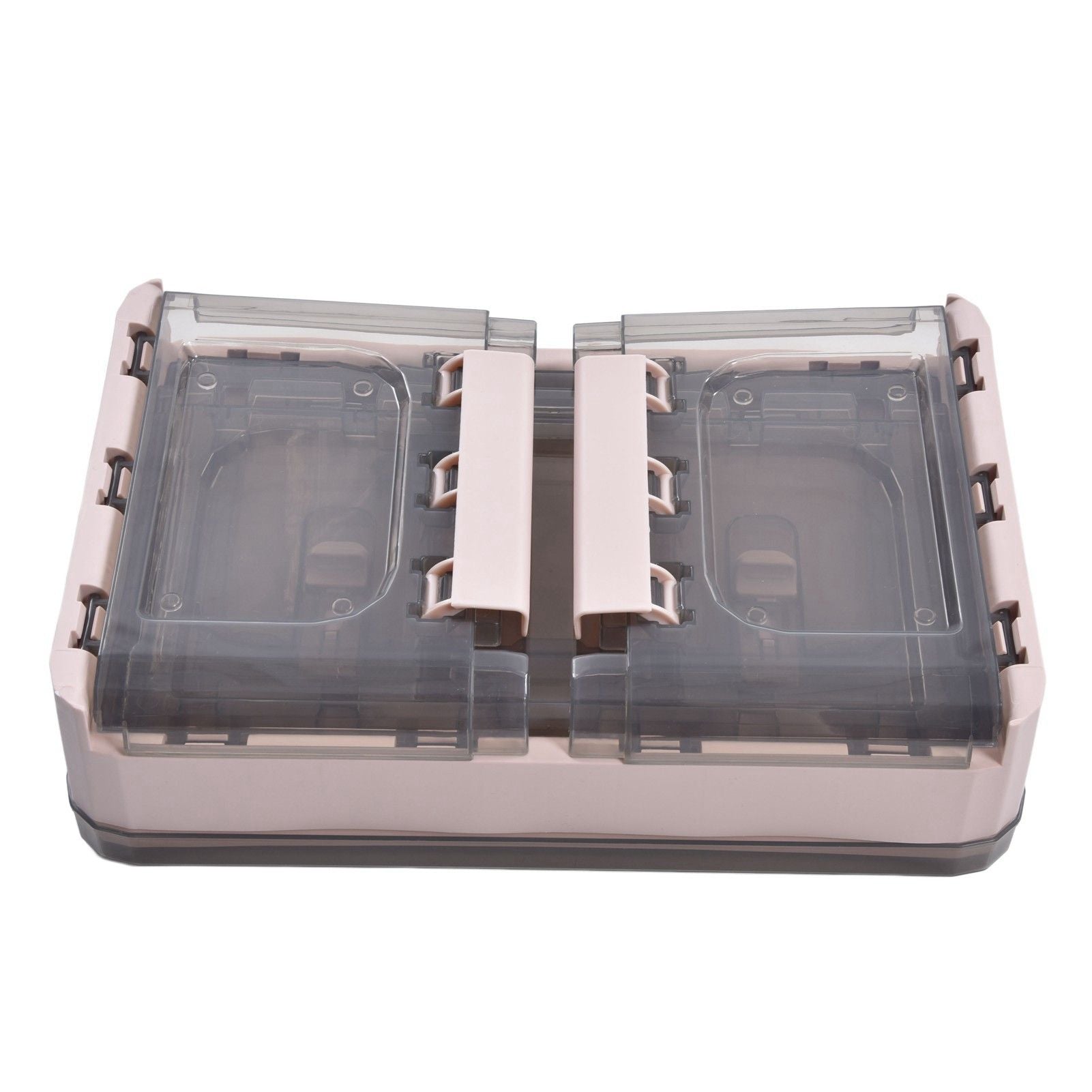 Stackable Storage Bin 35L Pink Double Door 4 Wheel Foldable Stackable Storage Box for Office Home Bedroom V1294-YM0523-3117220007811