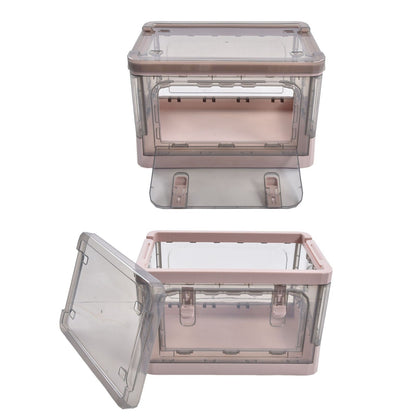 Stackable Storage Bin 35L Pink Double Door 4 Wheel Foldable Stackable Storage Box for Office Home Bedroom V1294-YM0523-3117220007811
