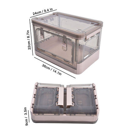 Stackable Storage Bin 35L Pink Double Door 4 Wheel Foldable Stackable Storage Box for Office Home Bedroom V1294-YM0523-3117220007811