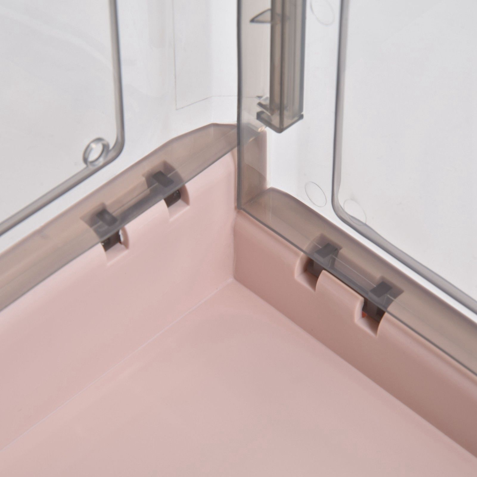 Stackable Storage Bin 35L Pink Double Door 4 Wheel Foldable Stackable Storage Box for Office Home Bedroom V1294-YM0523-3117220007811