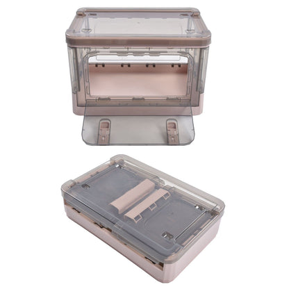 Stackable Storage Bin 35L Pink Double Door 4 Wheel Foldable Stackable Storage Box for Office Home Bedroom V1294-YM0523-3117220007811