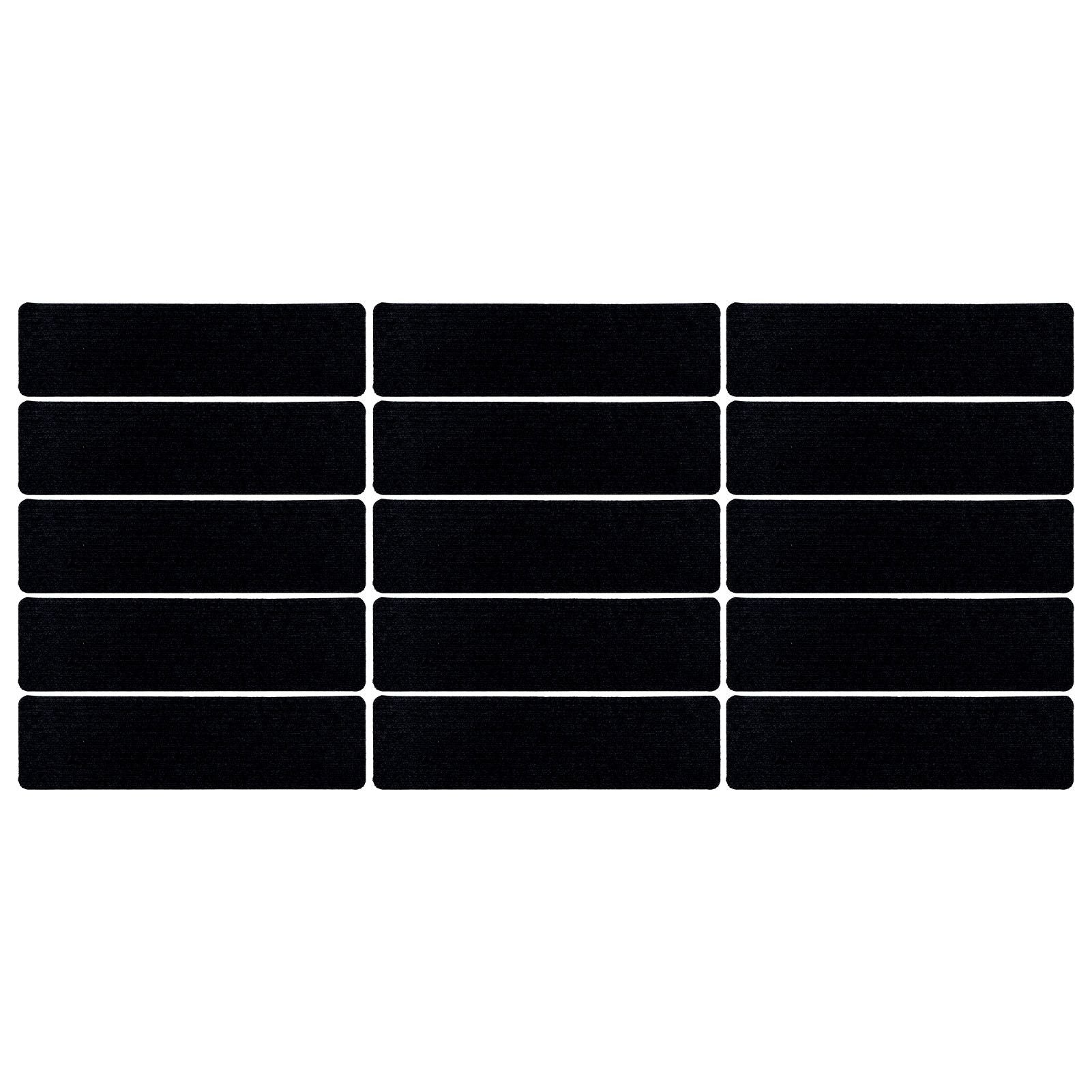 15 Pcs Stair Treads Cuttable Polyester Non Slip Soft Self Adhesive Stair Stripe Floor Mat CarpetBlack White V1294-YM0523-3117220008312
