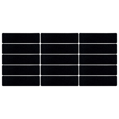 15 Pcs Stair Treads Cuttable Polyester Non Slip Soft Self Adhesive Stair Stripe Floor Mat CarpetBlack White V1294-YM0523-3117220008312