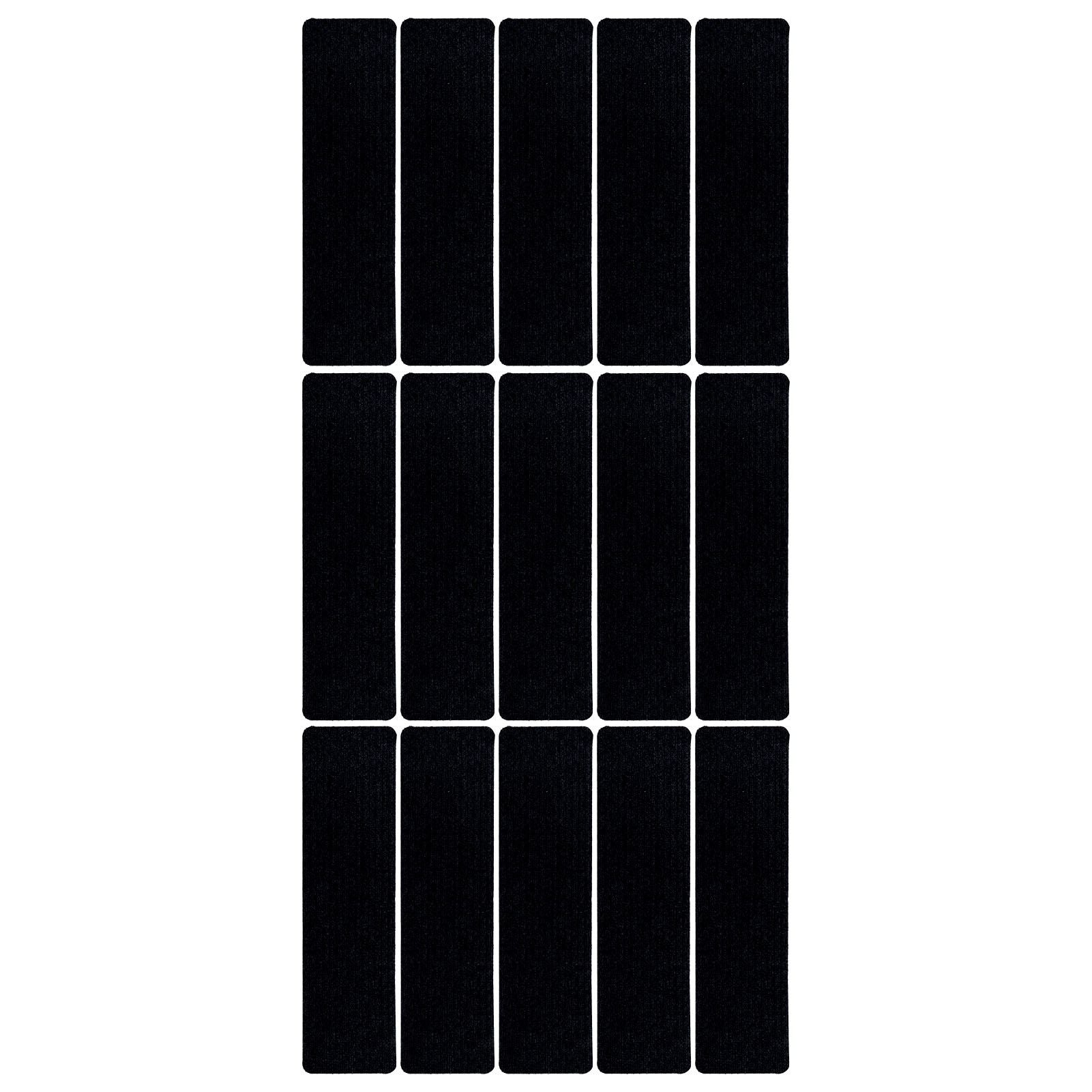 15 Pcs Stair Treads Cuttable Polyester Non Slip Soft Self Adhesive Stair Stripe Floor Mat CarpetBlack White V1294-YM0523-3117220008312