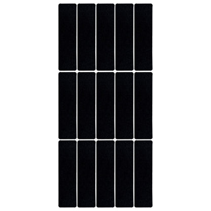 15 Pcs Stair Treads Cuttable Polyester Non Slip Soft Self Adhesive Stair Stripe Floor Mat CarpetBlack White V1294-YM0523-3117220008312