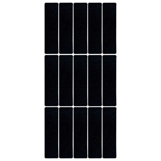 15 Pcs Stair Treads Cuttable Polyester Non Slip Soft Self Adhesive Stair Stripe Floor Mat CarpetBlack White V1294-YM0523-3117220008312